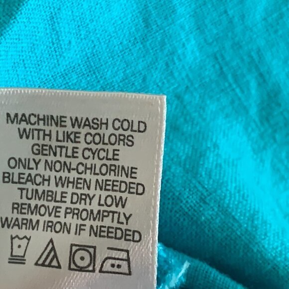 Emma James Linen-Cotton Blend Button Front Roll Tab Shirt M Turquoise 128E - Picture 9 of 9